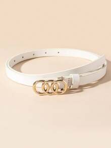 1/3件装女士时尚搭扣黑色、白色和棕色休闲腰带，四季皆宜 - 1.4三圈扣小帶 - 查看 14