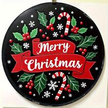 2D Flat, Geek Bar 1pc Rustic Aluminum Merry Christmas Sign- Sparrow Grass And Holly Wreath Design, 2D Printed Round Metal Plaque Suitable For Door Wall Home Farmhouse Decoration, No Electricity Needed, Vintage Holiday Wall Art, 2D Flat, Christmas Decorat, 2D Flat - 8x8英寸 - 查看 1