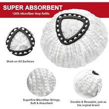 12 Pack Mop Heads Replacement For O-Ceda Easy Wrin Spin Mop, Microfiber Spin Mop Refills, Easy Cleaning Mop Head Replacement