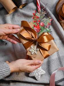 1PC/2PCS/4PCS Christmas Decoration Artificial Pine Branches With Red Apple Berries Pinecone Artificial DIY Craft Flower Wreath Home Decoration Christmas Decorations Room Decor Winter