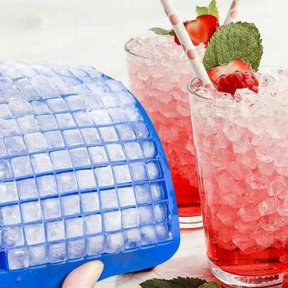 1pc-Silicone Mini Ice Tray, 160 Small Square Silicone Ice Cubes, Very Practical In Summer, Ice Film Small Tray, Ice Mold, Square Mold, Ice Maker, Can Be Used For Coffee, Beverages.