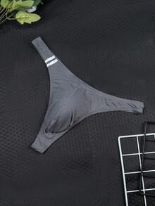 6pcs/Pack Men's Soft Knit Thong Underwear, Breathable Solid Color Comfortable Sexy Thong Briefs, Summer Fashion