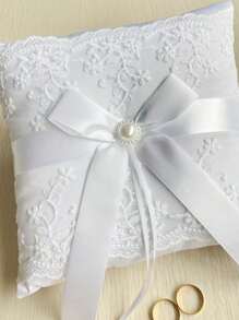 1pc Satin Fairy Ring Pillow (Ring Not Included), Suitable For Any Wedding Use - 1 Ring Pillow - View 2