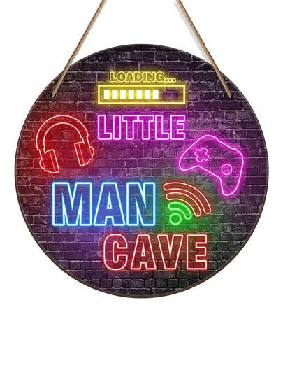 3pcs/1pc - 20cm Round Wooden Sign, Suitable For Game Room & Nursery Decor, Baby Boy's Room, Teen Boy's Cave, Wall Art For Kids, Christmas/Birthday Gift For Son, Gamer & Player Wall Decor, Children's Playroom & Daycare Decoration