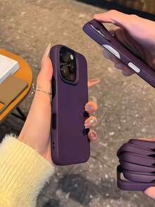 Ốp lưng điện thoại màu tím cao cấp tối giản tương thích với iPhone 16 Pro Max/16 Pro/16/16 Plus/15/15 Pro Max/15 Pro/15 Plus/11/12/13/14 Pro Max/XS/XR/11 Pro/11 Pro Max/12 Pro/12 Pro Max/13 Pro/13 Pro Max/7 Plus/14 Pro/14 Pro Max/14 Plus/7 Plus/8 Plus/8/SE2, Thiết kế sáng tạo dành cho nam và nữ Chống nước, Chống sốc, Chống rơi, Chống trầy xước - Màu tím-không viền - Xem 4