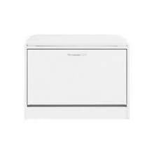 SoBuy FSR16-W, Hallway Shoe Bench Shoe Rack Shoe Cabinet With Flip-Drawer And Removable Seat Cushion, White, Depth: 30cm - White - View 4