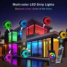 Tiras de luces LED de 4,8 a 30,5 m para decoración de dormitorios. Luces LED que cambian de color con control remoto de 44 teclas y aplicación. Sincronización de música, ajuste de tiempo y brillo ajustable. Luz nocturna para decoración del hogar, sala de estar, sala de juegos, cocina, retroiluminación de TV, decoración de Navidad y Halloween, regalos navideños. - Multicolor - Ver 2