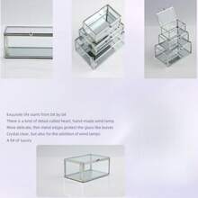 1pc Minimalist Glass Storage Box, Metal Frame, Transparent Desktop Organizer Box, Geometric Design - Multicolor - View 3