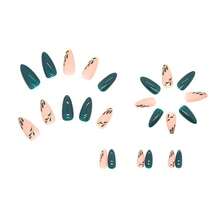 Fall Press On Nails Long Acrylic Almond Fake Green Full Cover For Women
