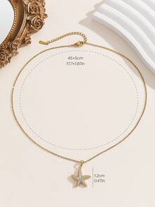 1pc Fashion New Ins Style Sea Star Pendant Necklace Exquisite Jewelry For Women And Girls - Gold - View 5