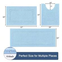 Bathroom Rugsof 3, Non Slip Bath Mats Washable - Soft Absorbent Shower Rugs Runner For Tub Floor & Toilet - Yellow - As Picture 425 - View 4