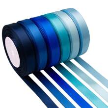 150 Meter 6 Pack grünes Satinband in verschiedenen Uni-Farben für Basteleien, Weihnachten, Geschenkverpackung, Hochzeit, Blumensträuße, Einladungen, Haarschleifen