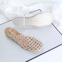 DangDing Damen Cut Out atmungsaktive Vogelnest Kristall Jelly Schuhe, Damen weiche Strand Sandalen Flache Schuhe, Plastik Slip-On geschlossene Zehe Sandalen