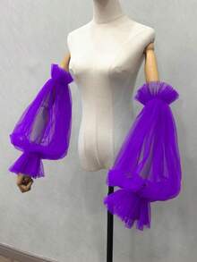 1pc Black Mesh Bubble Sleeve & 2pcs Elastic Bride Sleeve Covers Autumn Accessories
