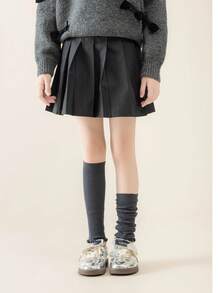 1/3/5 Pairs Girls Calf Leg Warmers, Sweet Ballet Style Ruffle Trim, Knitted Warm Leg Warmers, Solid Color Knee High Leg Warmers, Spring Autumn