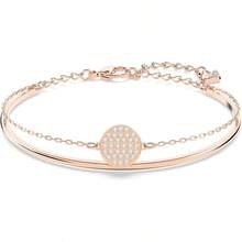 SWAROVSKI SUBLIMA 疊戴玫瑰金色簡約時尚手鍊手鐲女母親節禮物聖誕禮物女友禮物生日禮物時尚手鍊女 - 玫瑰金 - 查看 1