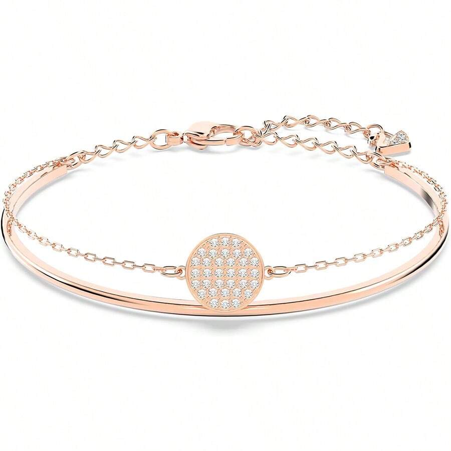 SWAROVSKI SUBLIMA 疊戴玫瑰金色簡約時尚手鍊手鐲女母親節禮物聖誕禮物女友禮物生日禮物時尚手鍊女 - 玫瑰金 - 查看 1