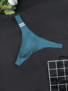 6pcs/Pack Men's Soft Knit Thong Underwear, Breathable Solid Color Comfortable Sexy Thong Briefs, Summer Fashion