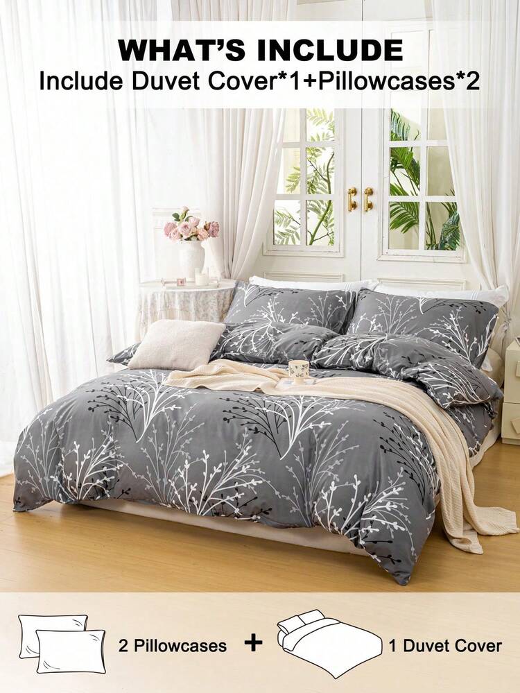 这款三件套树叶花卉图案床上用品采用优质超柔软透气的超细纤维面料制成，适合所有季节。它可机洗，不易褪色，不起球，防缩水，抗皱。 - 彩色 - 查看 2