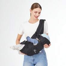 1pc Adjustable & Breathable Baby Carrier, Black, Suitable For Daily Use And Travel