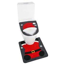 2pcs Santa Toilet Seat Cover, Christmas Bathroom Sets, Toilet Seat Cover And Mat Santa On The Toilet Ornament, Santa Claus Toilet Seat For Happy Christmas Decorations Bathroom Decor