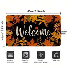 Vibrant Autumn Maple Leaf Welcome Mat - Soft, Non-Slip, Machine Washable, Durable, And Easy-To-Clean Door Rug For Thanksgiving And Fall Decor, Perfect For Kitchen, Bedroom, And Entryway, Adding Warmth And Cozy Ambiance To Your Home
