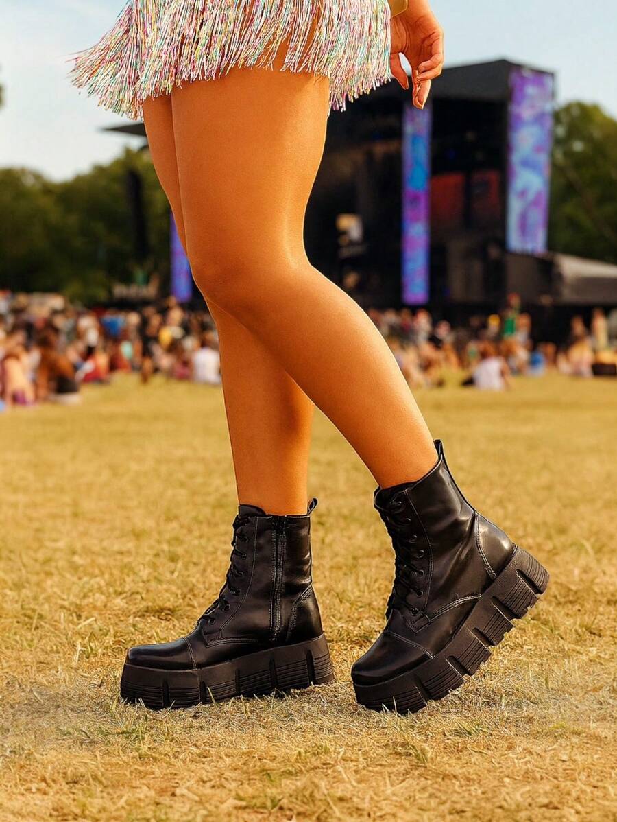 CHUNKY Platform Tractor Boot - Comfort And Style - Negro - Ver 1