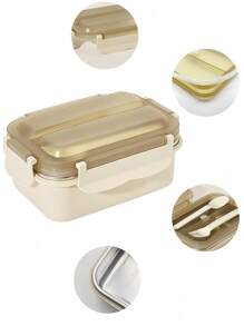 1 套不锈钢 304 午餐盒套装，含餐具和午餐袋，方便的学校午餐盒套装，防漏工作便当盒套装，适用于学生和成人午餐的食物容器，适用于办公室、学校、户外、野餐、派对、厨房