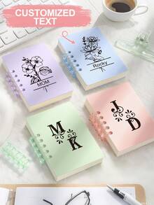 1/3/5/10 piezas Cuaderno mini de hojas sueltas personalizado, cuaderno de bolsillo con nombre y flor guardiana personalizados, cuaderno portátil personalizado, planificador de alta estética, adecuado para registros de oficina, notas de reuniones, notas de estudio; cuaderno personalizado para la temporada de graduación, cuaderno para el regreso a clases, cuaderno profesional personalizado, regalo para la temporada de graduación, regalo para el regreso a clases, regalo personalizado de empresa, regreso a clases - Multicolor - Ver 5