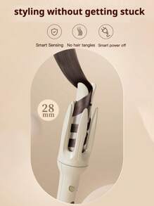 Arricciacapelli automatico a tasto singolo con cilindro da 28mm, bacchetta arricciacapelli automatica sinistra e destra con 4 modalità di temperatura, generatore di ioni negativi per la cura dei capelli, timer e sensore intelligenti, spegnimento automatico