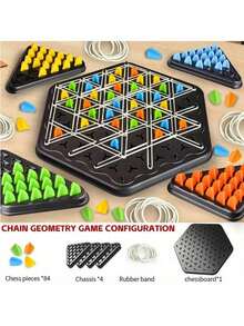 链式三角棋游戏，棋盘游戏，2 至 4 人玩，非常适合家庭，家庭趣味夜棋套装，互动头脑风暴游戏，派对游戏，生日礼物 - 彩色 - 查看 5