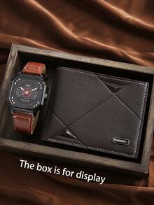 2 件/套时尚商务休闲男士高品质石英表套装 + 钱包或手链，是日常、节日、感恩节、返校、圣诞节、万圣节、生日的完美礼物 - 彩色 - 查看 2