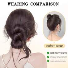 Elegante fermaglio a pinza per extension per chignon da donna, extension per capelli con fiocco sintetico, elegante parrucco in fibra resistente alle alte temperature per donna, facile da usare, senza strumenti necessari, perfetto per stili casual, accessori per capelli per donna - Multicolore - Visualizzare 2