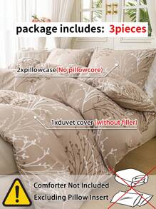 3pcs Piece Leaf Flower Pattern Duvet Cover Is Made Of Ultra Soft And Breathable High-Quality Ultra-Fine Fiber Fabric, Suitable For All Seasons, Machine Washable, Not Easy To Fade, Not Pilling, Anti Shrink, Wrinkle Resistant