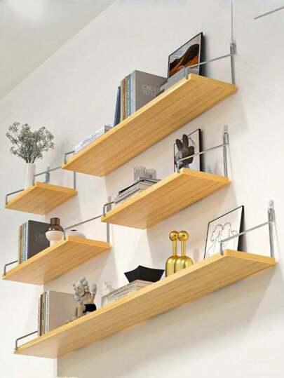 1 pieza [Con ganchos] Estantes flotantes montados en la pared - Tamaño pequeño, mediano y grande, adecuado para sala de estar, estudio, dormitorio, fondo de TV, sin necesidad de perforar