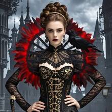 1pc Gothic Halloween Vampire Lace Collar Dark Color Tie Cloak With Spider Web Pattern Flared Mesh Cloak, Black Theme Cosplay Prop And Accessory - A - View 8