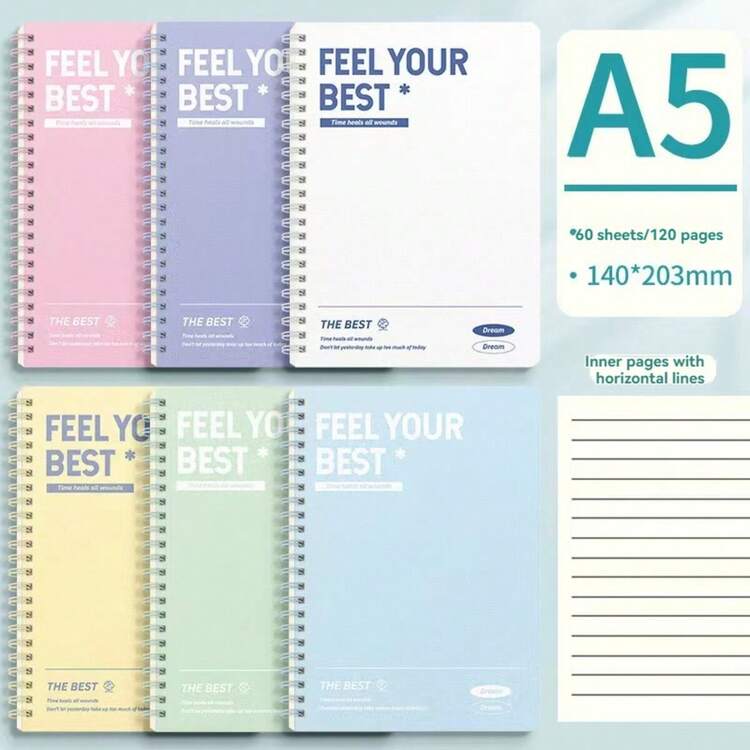 A5线圈笔记本 精致 大容量 加厚 螺旋式 简约 多彩 多色 - 彩色 - 查看 5