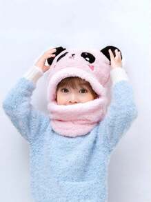 1pc Kids Earflap Hat, Autumn/Winter Warm Windproof Cute Ear Design Beanie Scarf Set For Boys & Girls - Multicolor - View 4