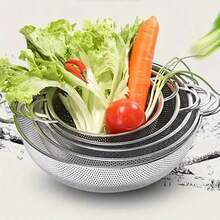 1 peça/3 peças, Malha de Filtração de Água em Aço Inoxidável, Cesta de Filtração de Água de Cozinha Durável, Adequada para Frutas, Vegetais, Massas, Etc., Drenagem de Cozinha, Lavagem de Vegetais, Lavagem de Frutas, Seguro para Máquinas de Lavar Louça de Uso Pesado