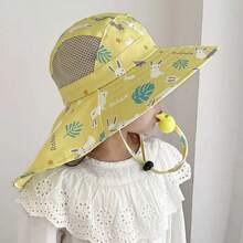 Kids Bucket Hat Children's Sun Protection Beach Visor Hat With Large Brim 3 To 8 Years Old UV50+ Sun Protection - 黃色 - 查看 1