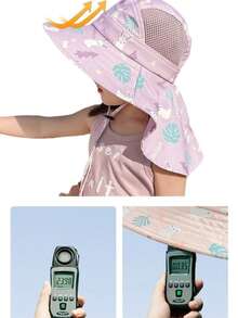 Kids Bucket Hat Children's Sun Protection Beach Visor Hat With Large Brim 3 To 8 Years Old UV50+ Sun Protection - 藍色 - 查看 4