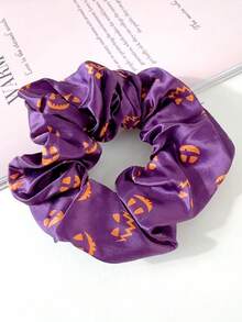 6pcs Minimalist Fashion Personalized Funny Halloween Atmosphere Satin Fabric Pumpkin, Skull, Spider, Ghost High Elastic High Ponytail Hair Scrunchies For Women, Suitable For Halloween Wear, Washing Face, Hair Accessories, Hair Ties, Scrunchy Hair Ties, Sport ,Head Piece