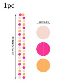 1pc 6.6ft Hot Pink & Orange Autumn Party Hanging Garland Decoration - Birthday Shower Paper Pull Flower Banner - Suitable For Sunset Autumn Thanksgiving, Bridal Wedding, Graduation Background Decor - Multicolor - View 2