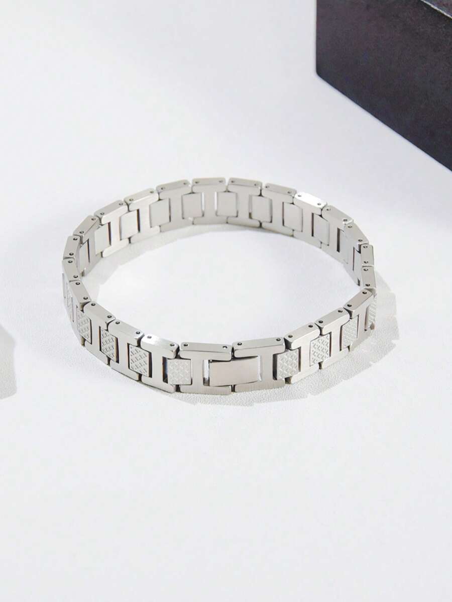 1pc Men's Bracelet, Stainless Steel Jewelry, Suitable For Men & Women, Fashionable Men's Bracelet Jewelry, Back To School/Birthday Gift, Daily Wear - Multicolor - View 1
