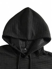 Men's Casual Versatile Solid Color Textured Sweatshirt - Black - View 6