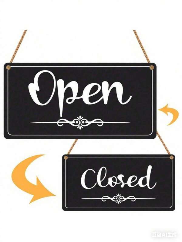 1pc Double-Sided Open/Closed Business Sign, Hanging Business Hours Sign With Rope, Suitable For Wall, Storefront, Shop, Bar, Hotel