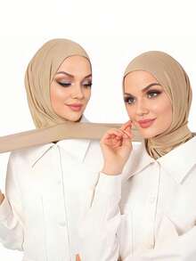 女士中东风情按扣头巾 - 易于调节，适合日常休闲佩戴 - 卡其色 - 查看 4