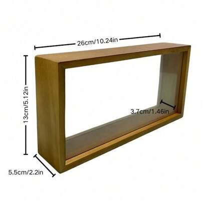 1 pièce Cadre photo carré en acrylique 13*26cm - Design transparent creux, décoration en grain de bois foncé, style minimaliste, convient pour l'affichage DIY : petits ornements, spécimens de plantes, photos et décoration de calligraphie