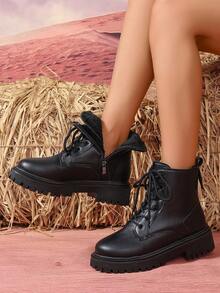 2025 Nya Höst/Vinterskor, Tjocka Stora Skor, Skor För Skolor, Moderiktiga Mångsidiga Vardagsskor, Skor Med Sidodragkedja, Skor För Tonårssko, Skolkängor, Vardagliga Ankelstövlar - Svart - Visa 2