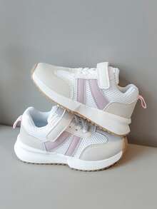 1 双简约儿童运动鞋，女孩/男孩休闲儿童运动鞋，防滑软底透气鞋 - 粉色 - 查看 4